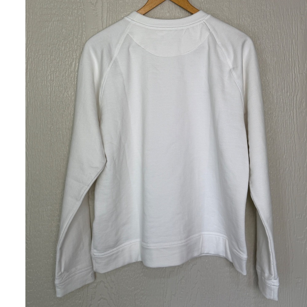 Albion Fit Women White Script Logo Crewneck Sweatshirt Size M Cotton Fleece EUC - Picture 2 of 7